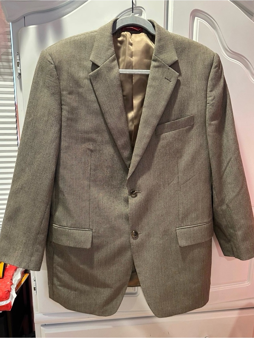Blazer IZOD Men’s Sport Coat Blazer Size 40R Tan Micro Check 2-Button Jacket